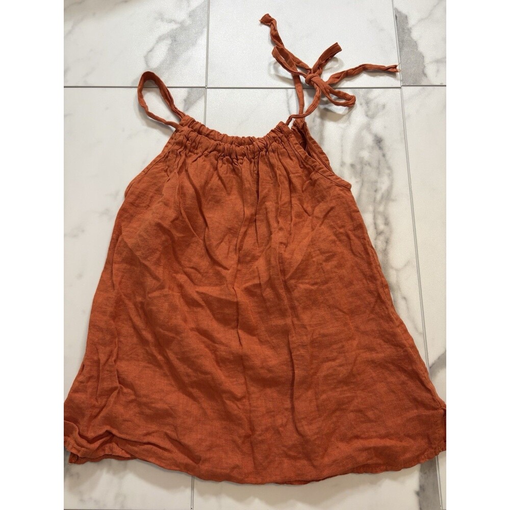 Bellambra Made In Italy Women's Burnt Orange 100% Linen Top Size Small
